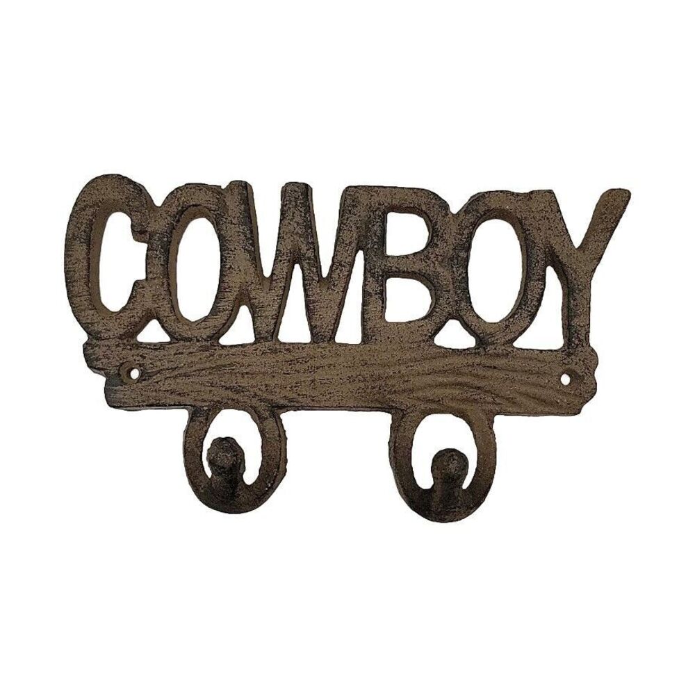 Cast Iron Cowboy Towel Hanger Coat Hat Hook Keys Holder Rack Western Tack Sign